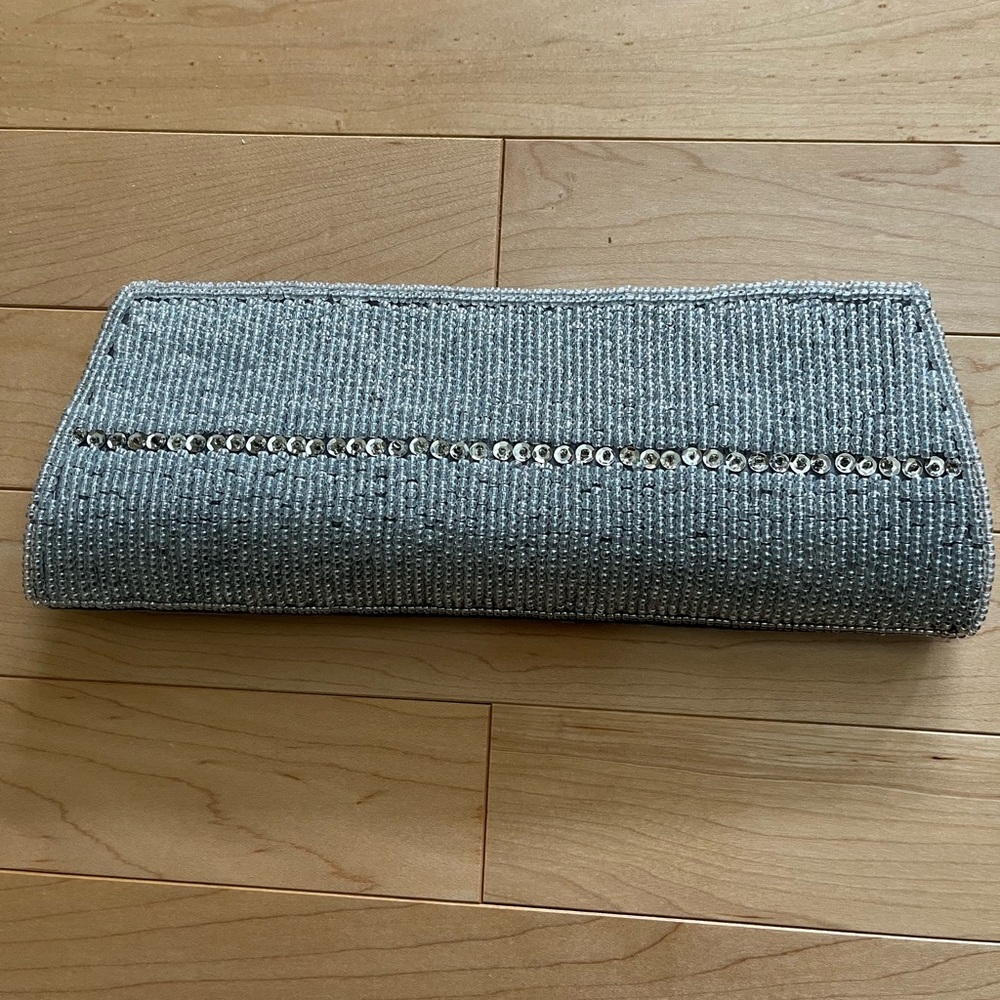 Silver Beaded Evening Clutch